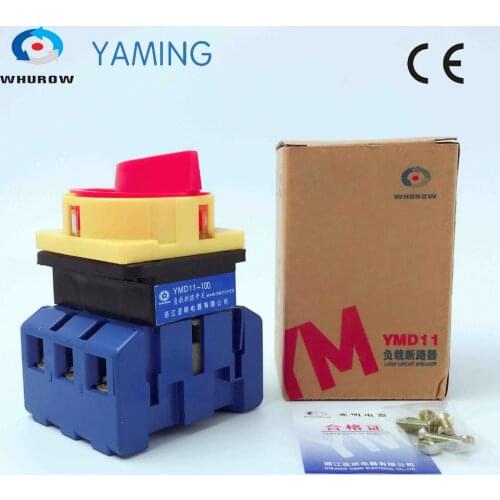 Yaming Load break isolator switch with padlock panel 100A 3 Phases 2 position on-off Changeover rotary switch YMD11-100A
