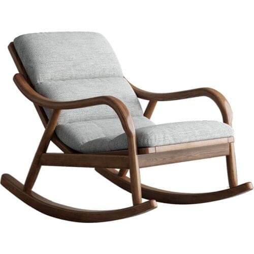 YL Solid Wood Rocking Chair Balcony Leisure Recliner Adult Single Sofa Chair Lazy Snap Chair Nordic Home Rocking Chair