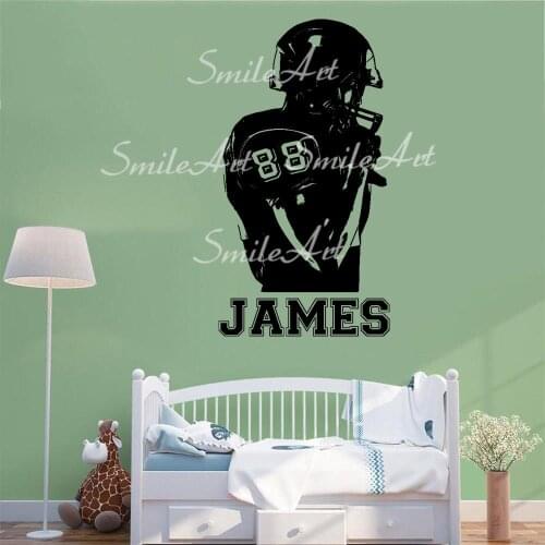Fun Custom Name Football Wall Art Decal Decoration Fashion Sticker For Kids Room Living Room Home Decor Decal Creative Stickers