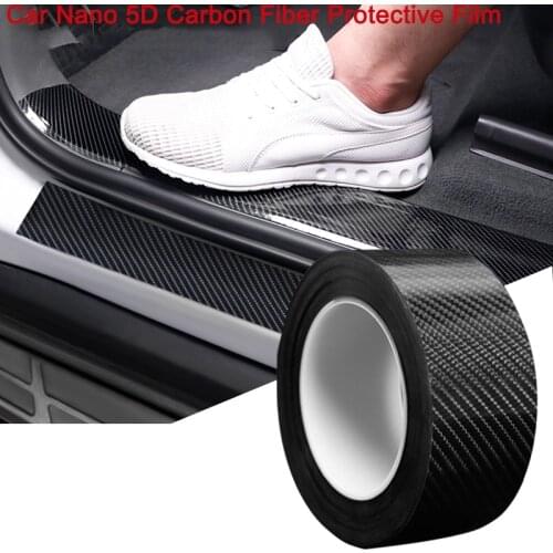 Car Door Sill Protector Bumper Protector Carbon Fiber Car Wrap Film 5D Gloss Automotive Wrap Film Self-Adhesive Anti-Collision