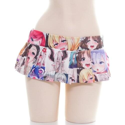 Harajuku Sexy Japanese Anime Cosplay Pleated Mini Skirt for Women Girls Cartoon Print Lovely Goth Kawaii Skirt Lolita Clothes