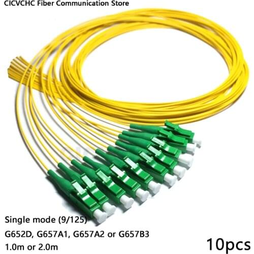 10pcs LC/APC-SM(9/125)-G652D, G657A1, G657A2-0.9mm Cable-1m or 2m / Optical Fiber Pigtail