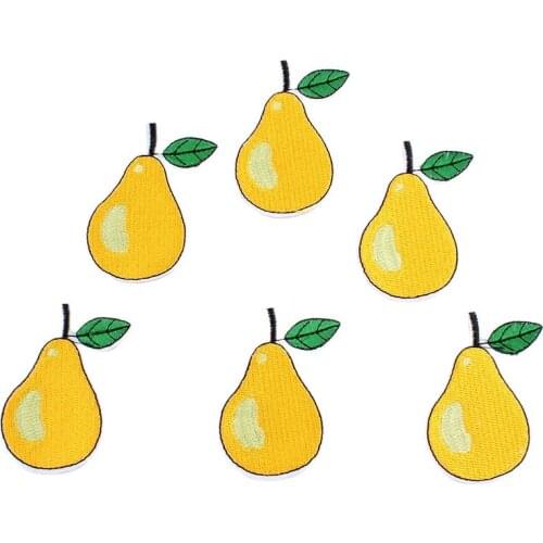 10pcs/lot Cartoon Pear Stickers Iron On Embroidered Fruits Patch Kids Clothes Backpack Sewing Appliques DIY Jeans Coats Badge