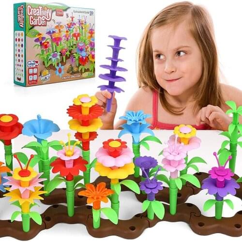 104 Pieces/set DIY Flower Toys Colorful Creative Handmade Puzzle Garden Set Childrens Assembled Toys Boys and Girls Gifts