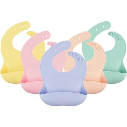 15 Colors Baby Bibs Waterproof Silicone Feeding Adjustable Baby saliva towel Bibs Newborn Feeding Cloth Drooling Scarf Dropship
