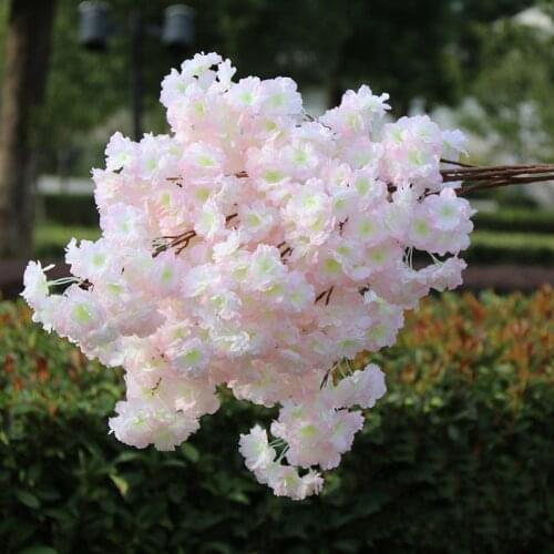 3 Branch Artificial Cherry Blossom Branch Fake Sakura Flower Stem More Flower Heads 12 Colors For Wedding Sakura Tree Decoration