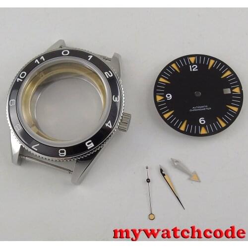 41mm no logo blac dial + hand + Watch Case set fit ETA 2824 2836 miyota MOVEMENT