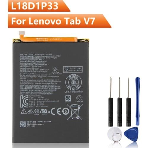 Original Replacement Tablet Battery L18D1P33 For Lenovo Tab V7 Tablet Battery Authentic Rechargable Battery 5180mAh