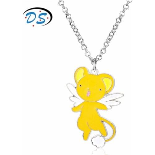 Card Captor Sakura Necklace Anime Cardcaptor Sakura Jewelry Figures Toy Kero Cerberus Pendant Necklace with Long Chain
