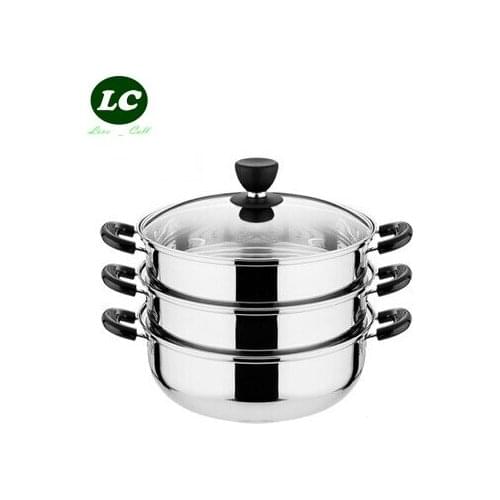 FREE SHIPPING steamer pot UTENSIL stainless steel food 30cm diameter 3 layer cooking pot steamed food casserole