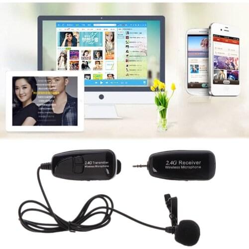 2.4G Wireless Tie Clip Microphone Lavalier Lapel MIC Guitar Pickup for Speaker