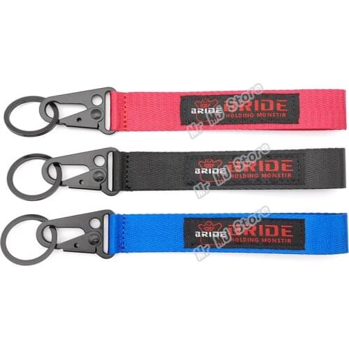 New Hot Car Seat belt material nylon embroidery keyring For JDM Racing BRIDE HOLDING MONSTIR keychain Auto Key Rings accessories