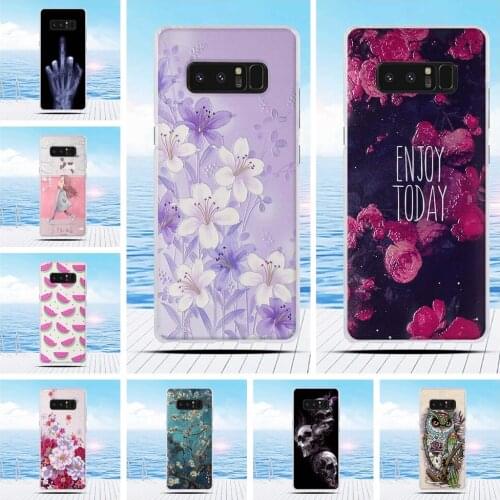 For Samsung Galaxy Note 8 N950F Case Cartoon 3D Relief Printing Flower Back Cover TPU Soft Silicone Case Coque Capa Funda