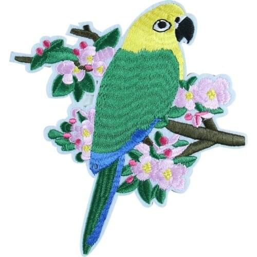 Animals Parrot Flower Floral Bird Embroidery Applique for Cloth Iron on Clothes Stickers Decor T-shirt Jackets Apparel Sewing