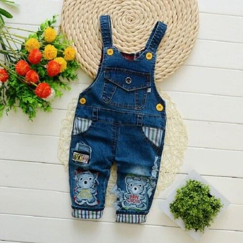 DIIMUU Baby Boy Overalls Jeans Girl Denim Romper Spring Autumn Clothes Kids Children Loose Long Pants Casual Trousers 1 2 3 4Y