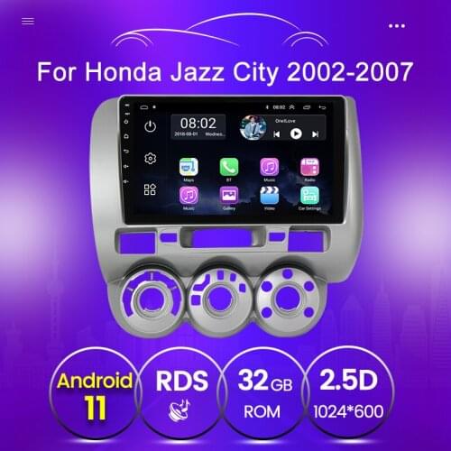 2.5D 1024*600 screen for HONDA JAZZ City 2002 2003 2004 20052007 Autoradio multimedia Android 11 swc wifi gps navigation