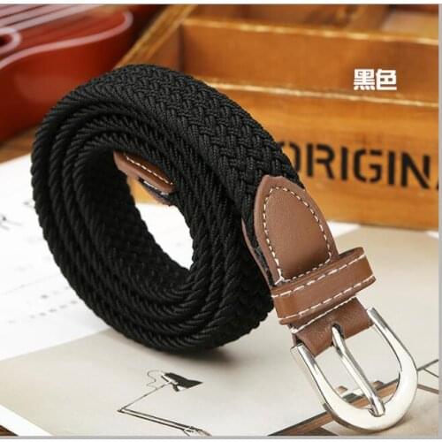 Stretch woven belt ladies male universal pin buckle elastic belt casual casual canvas belt