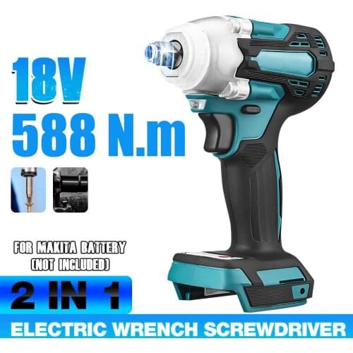 588N.M Brushless Cordless Electric Impact Wrench Rechargeable 1/2 inch Wrench Power Tools Compatible for Makita 18V Battery