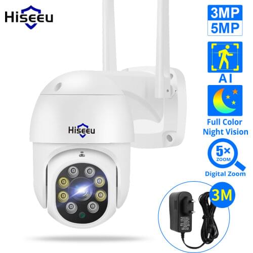 Hiseeu PTZ WIFI IP Dome 3MP Camera 2MP 1080P Outdoor Waterproof Security Speed Camera SD Card Wireless IP Camera App View