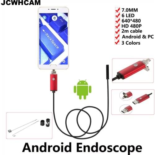 JCWHCAM 7mm Len Micro USB Endoscope Android Camera 2M IP67 Waterproof Inspection Flexible Snake Tube Android Borescope Camer
