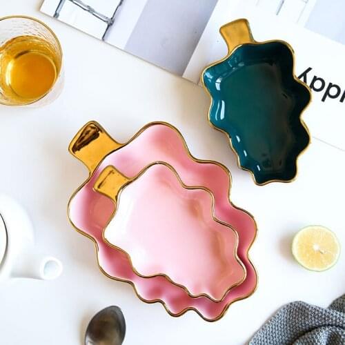 Creative Ceramic Baking Tray Ins Plate Phnom Penh Cheese Baked Rice Pizza Tray Household Tree Baking Tray