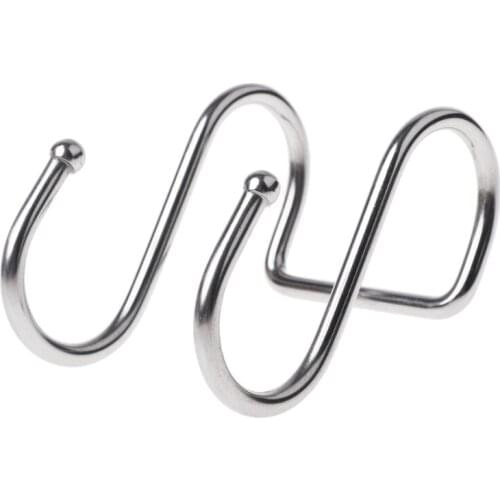 Stainless Steel Round S Shaped Dual Hanger Hook Kitchen Cabinet Clothes Storage