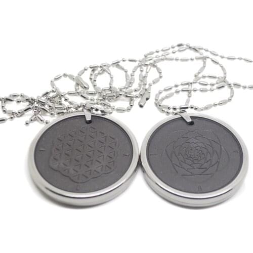 OFFER TEST VIDEO 40pcs/lot stainless steel Energy Quantum 5000-6000 ions Pendant Necklace flower of life bio energy pendant