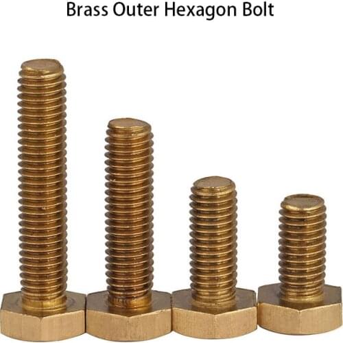 DIN933 Manufacturer Wholesales Environmental Protection Brass Outer Hexagon Bolt Copper Screw Copper Outer Hexagon M6m8 10PCS