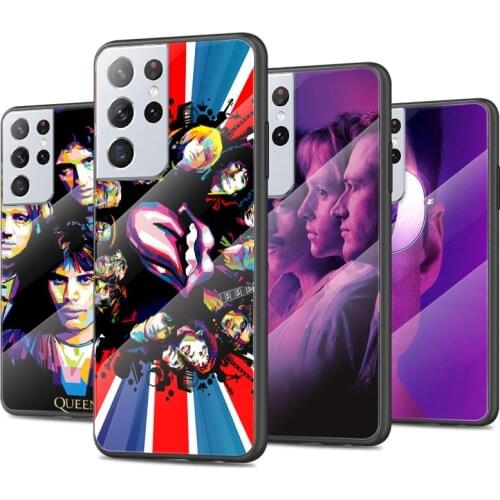 Tempered Glass Hot Now Luxury Cover Music legend Queen For Samsung Galaxy S21 Ultra Plus 5G Shockproof Shell Phone Case