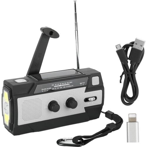 MD‑090P Solar Power Hand‑Cranked Alarm Warner Radio Hand Crank Flashlight Radio FM/AM/NOAA LED Desk Lamp(White)