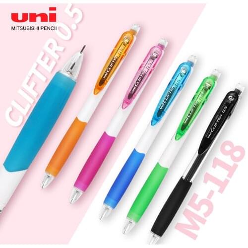 1pcs UNI Mechanical Pencil M5-118 Big Mouth Pen Clip Soft Handshake Colored Activity Pencil 0.5mm Retractable Pen Stationery