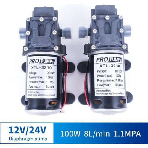 12V 24V 100W 8L / Min Miniature High Pressure Diaphragm Pump With Automatic Switch Reflow Multi-function DC Pump