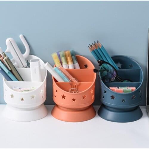 3 Compartments Desk Organizer Pen Holder Makeup Brush Holder For Home Office Desk Foldable Storage Box Multifunction