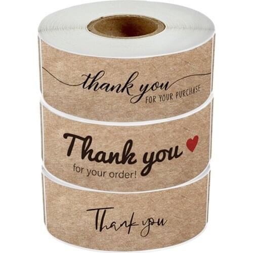 Natural Kraft Paper Thank You For Your Order Stickers 120Pcs/Roll Rectangle Label For Small Business Handmade Decor Stickers