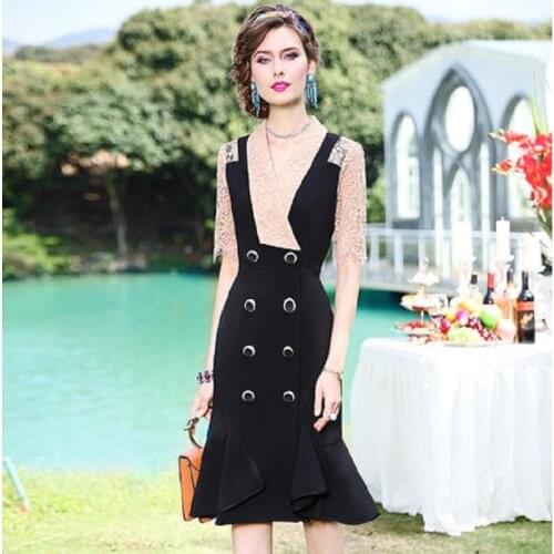 New superior 2021 quality short sleeves Lace dress Plus Size 3xl Women Party Dress Vintage summer office Slim Fishtail dresses