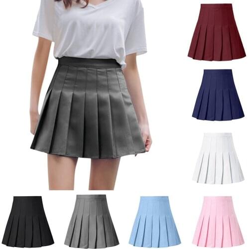 Casual College Tennis Running High Waist Pleated Skirt Summer Women Solid Color Safety Pants A-line Mini Short Skirt Sportswear