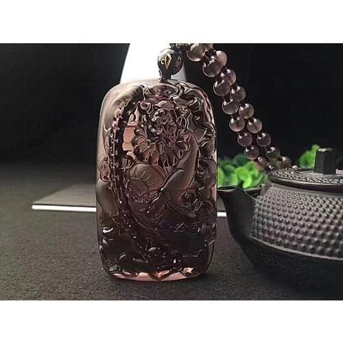 Natural obsidian pendant obsidian ice color obsidian ice crystal obsidian ice crystal chain bell hui pendant