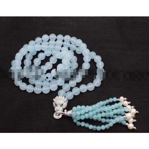 Popular sky blue bead &white freshwater pearl 8mm 38" wholesale beads