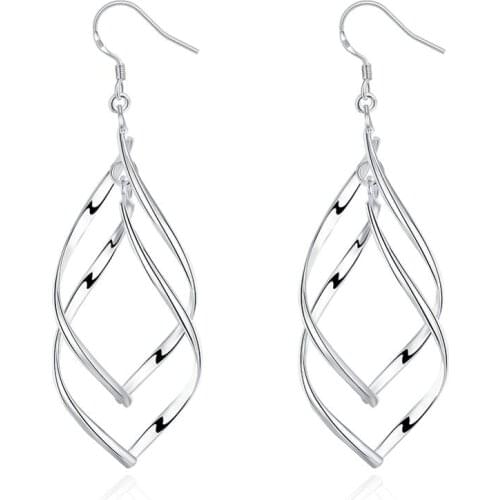 Silver plated jewelry Females dangle earrings Gold color Fashion brincos Earhook Accessories Rose gold color long earrings