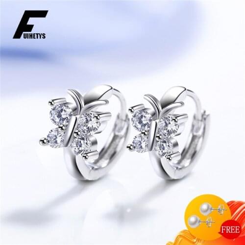 BaliJelry Trendy Earrings Silver 925 Jewelry Butterfly Shape Zircon Gemstone Drop Earring Accessory for Women Wedding Engagement