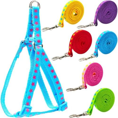 24 Set Dog Rope Cartoon Pet supplies Small Dog Cat Harness Leash Adjustable Vest Collar Puppy Outdoor Walking Adjustable Pet
