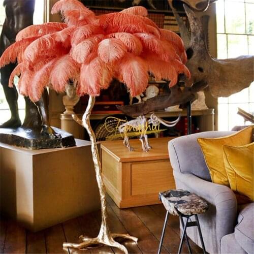 Modern Luxury Ostrich Feather Floor Lamp Home Decor LOFT Floor Light Standing Lamp Living Room Bedroom Indoor Lighting Fixtures