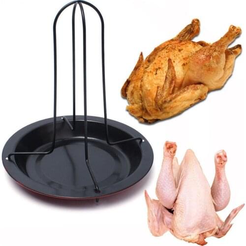 1PC Kitchen Outdoor BBQ Tools Chicken Duck Holder Rack Grill Stand Roasting for BBQ Rib Non Stick Carbon Steel Grilling Tools