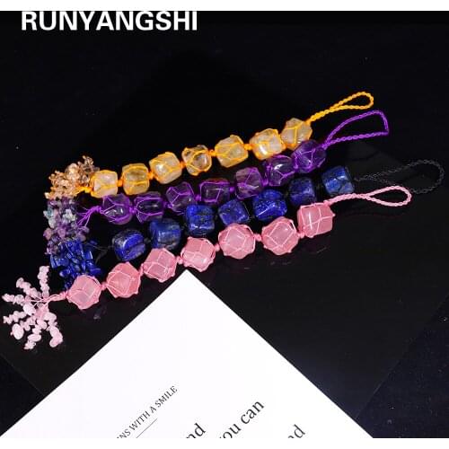 1PC Natural Crystal Quartz Car Hanging Yoga Energy Stone Car Hanger Hand Woven Ornament 7 Chakra Home Furnishings