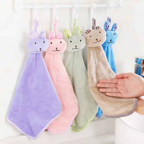 1PCS Baby Nursery Rabbit Hand Towel Toddler Soft Plush Cartoon Animal Wipe Hanging Bathing Towel For Children Bathroom 5 Colors