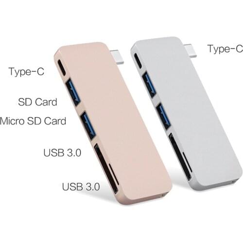 10pcs Type C USB 3.1 USB-C to USB 3.0 5 in 1 Combo Hub with Charging Port 12 SD/TF Card Reader for Macbook