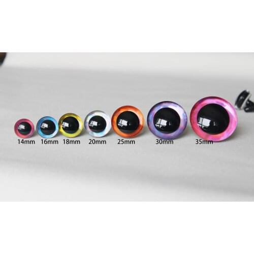 1000pcs 14mm 16mm 18mm 20mm 25mm 30mm 35mm Trapezoid toy eyes 3D COLORFUL SAFETY DOLL EYES FOR DIY CRAFT--D12