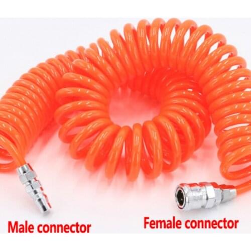 12x8mm PU spring air pipe air compressor gas line pneumatic high pressure telescopic hose spiral air pipe steam pipe with joint