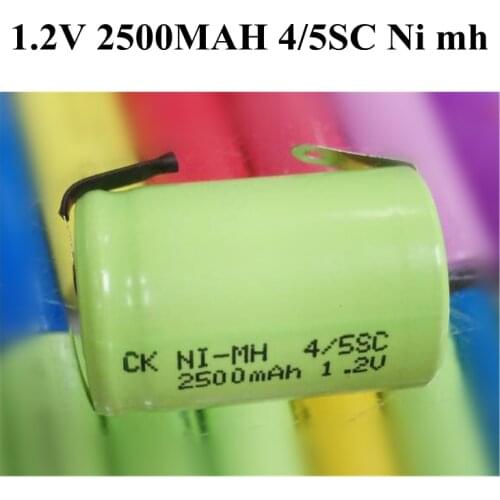 20 Pcs NIMH 4/5 SC 1.2V 2500mAh High Rate Rechargeable Battery Diy Battery Pack for Sweeper Vacuum+free Shipping