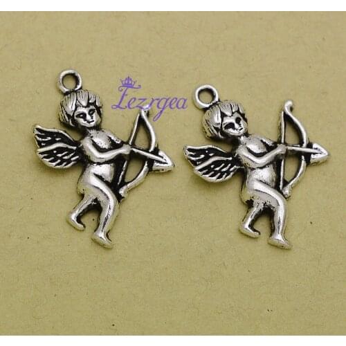 20pcs/lot--28x21mm, angel cham,Antique silver plated Angel With Cupid charms ,DIY supplies, Jewelry accessories